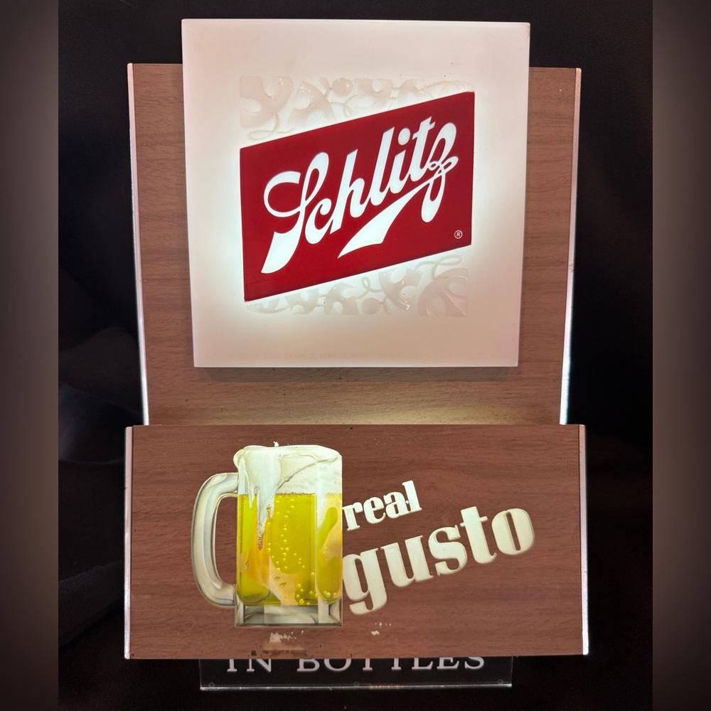 Illuminated Wall Sign with Brown and White Design